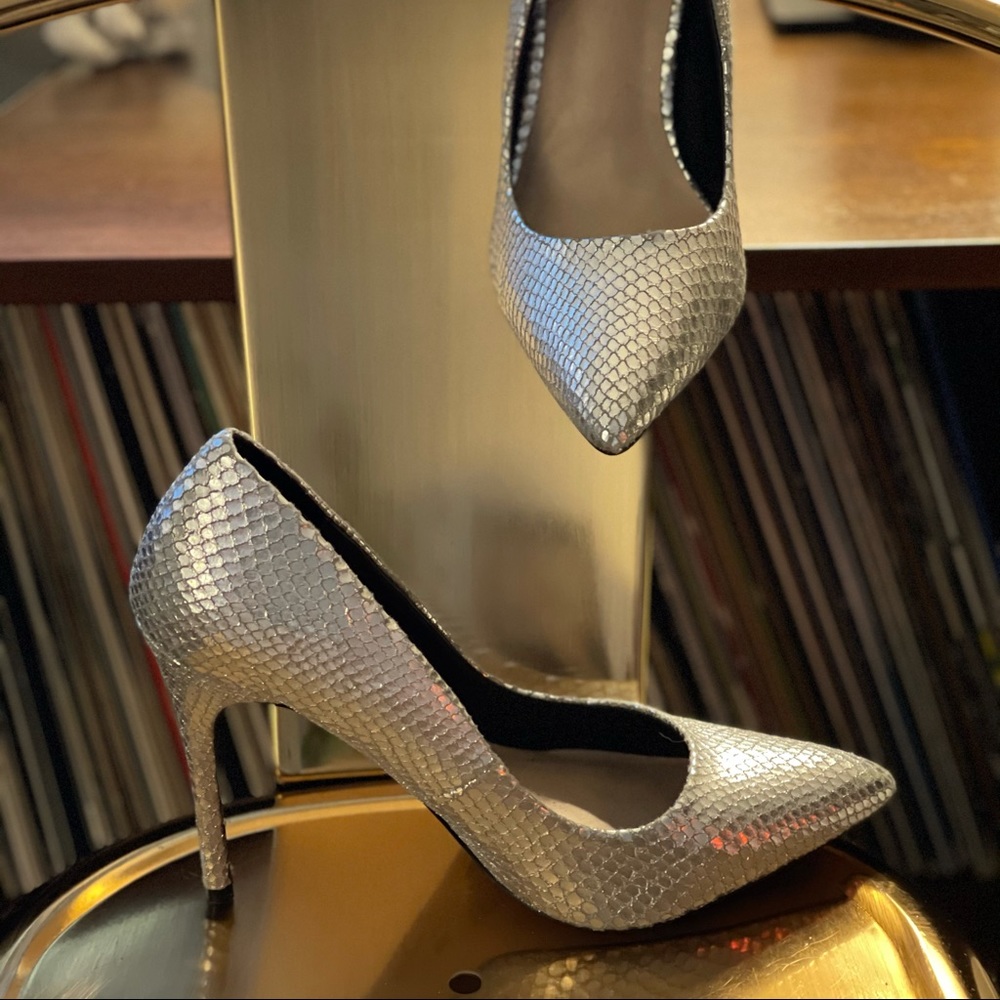 Mix N.6 Sexy silver veg snake pattern stilettos.